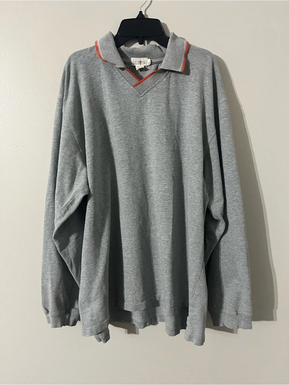 J Crew Vintage Fleece Three Quarter Zip Pullover Gray Sweatshirt Mens XL